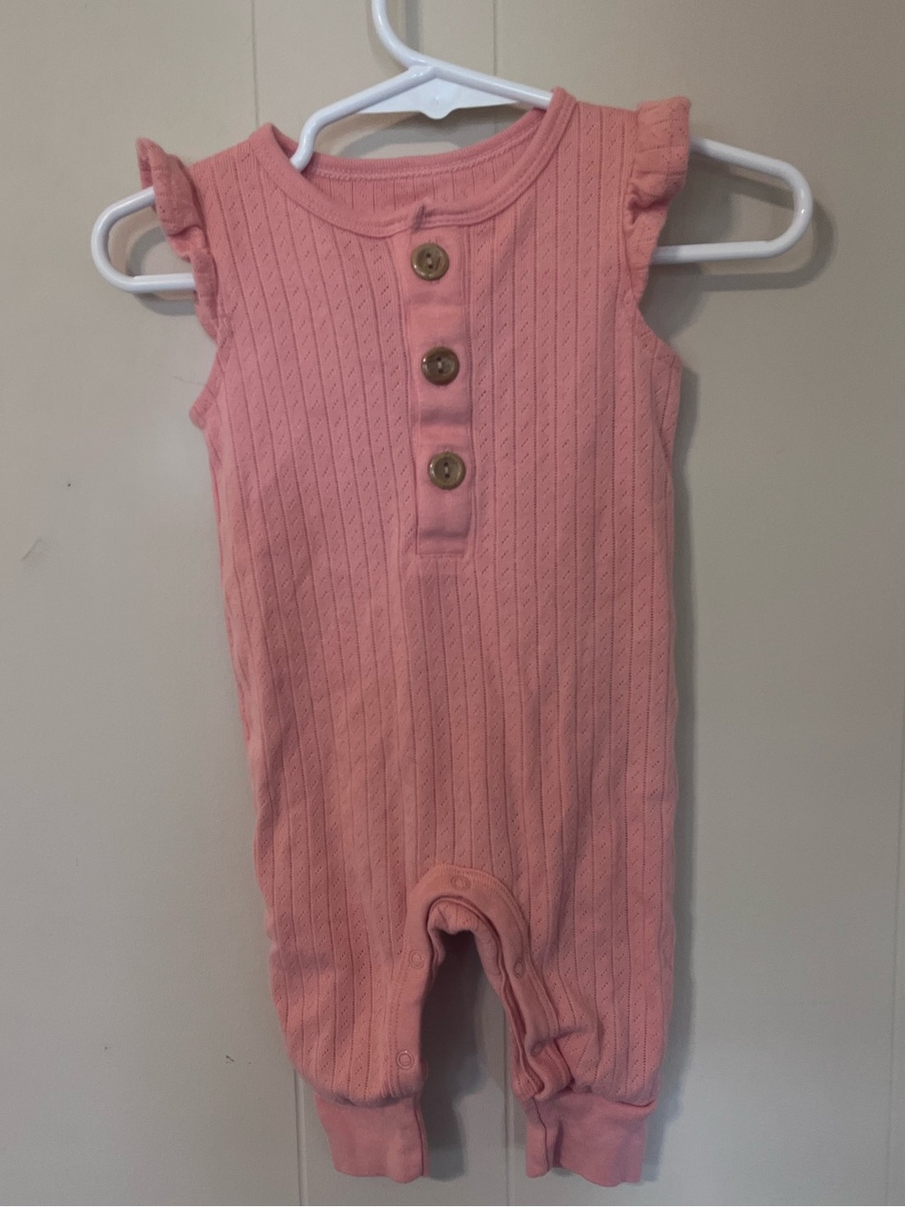 cloud island Coral Pink Ribbed Infant Romper